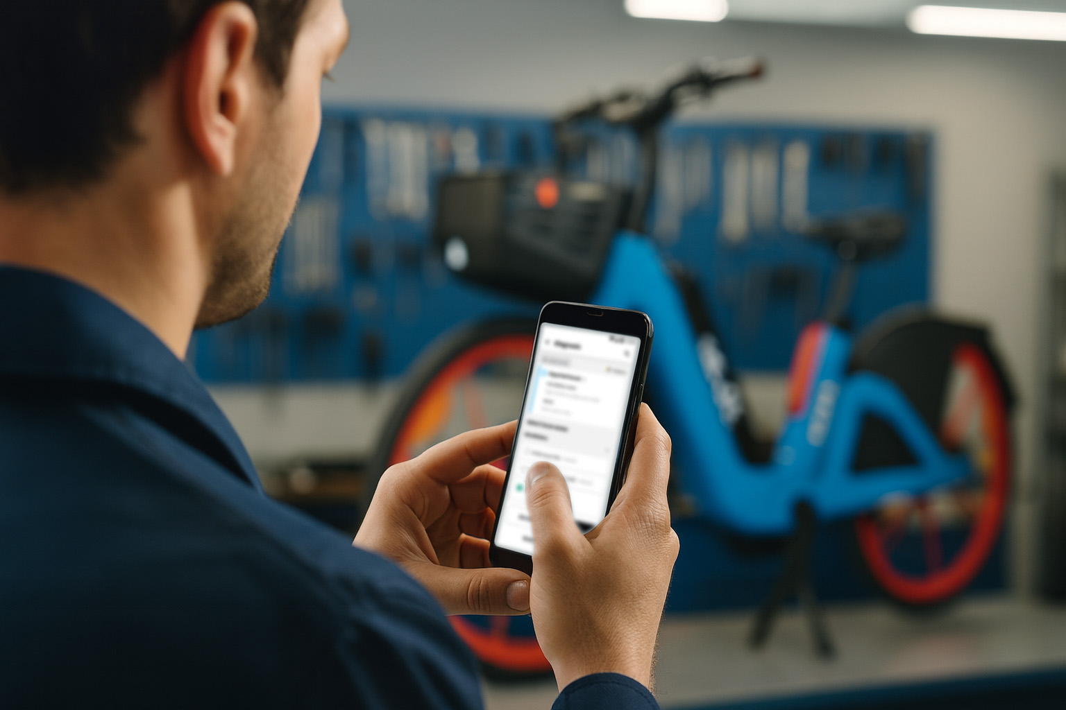 Mechanic using a mobile app
